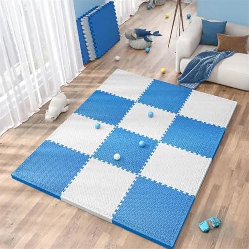 Fjnbbiot Baby Spleißspiel Matte Rutschfeste Schaumstoffmatte Waschbar Weiche Kinder Übungsmatte Weiß Blau 4pcs von Fjnbbiot