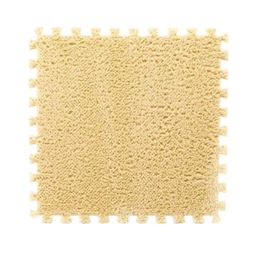 Fjnbbiot Kinderzimmer Aktivitätsmatte Stoßfest Plüsch Schaum Bodenmatte Weich Rutschfest Krabbelteppich Khaki - D 1 cm - 10 Stück von Fjnbbiot