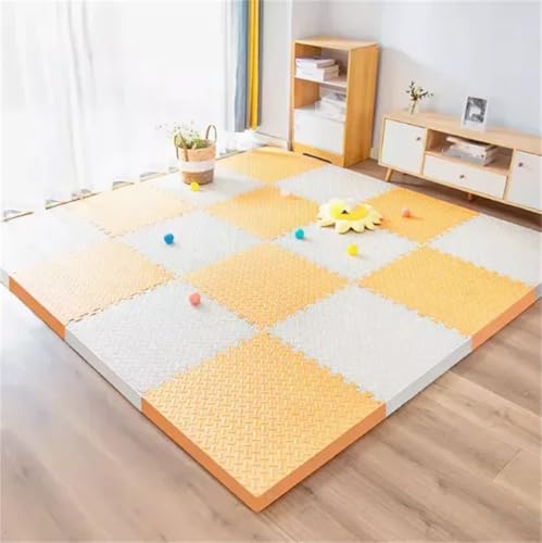 Fjnbbiot Weiche Schaumstoffmatte für Babys, 30 x 30 cm, für Zuhause, Fitnessstudio, Garage, Yoga, Nähteppich, weiche Schaumstoffmatte, Orange-Weiß, 12 Stück von Fjnbbiot