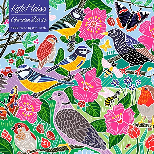 Puzzle - Kate Heiss, Gartenvögel: Unser faszinierendes, hochwertiges 1.000-teiliges Puzzle (73,5 cm x 51,0 cm) in Stabiler Kartonverpackung von Flame Tree Gift