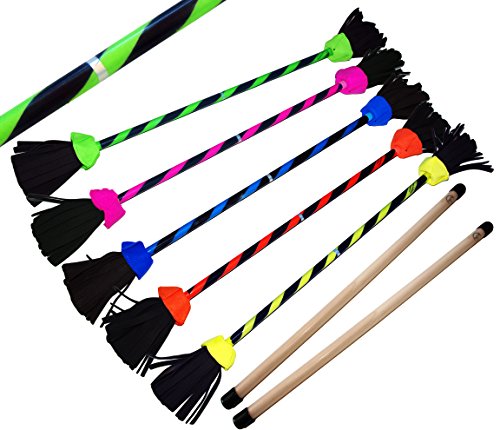 Flash Pro Flowerstick Set! Suprime Qualität, Fiberglasstock, Silicone Grip, Wildlederfransen, Befestigungsgurt. Flames N Games Devilsticks für Anfänger und Profis. (Blau) von Flames 'N Games