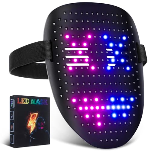 LED-Lichtmaske, Wiederaufladbare LED-Maske Mit Gestenerkennung Für Gesichtsveränderungsmodi, 234 LED-Lampenperlen Maske, Eingebaute 50 Bilder, Geeignet Für Kostüm Cosplay Maskerade Halloween von FlareMore