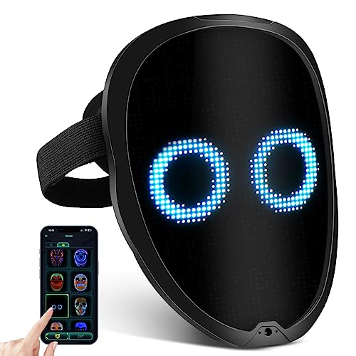 LED-Lichtmaske, Wiederaufladbare LED-Maske Mit Gestenerkennung Für Verschiedene Gesichtsmodi, Glänzende Maske Unterstützt App-Steuerung Für iOS Android, Geeignet Für Kostüm Cosplay Zu Halloween von FlareMore