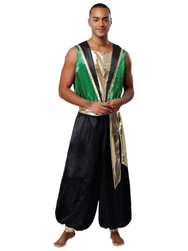 Fldy Herren Kostüm Arabischer Prinz Orient Märchen Prinz Verkleidung Overall Baggy Hose Karneval Halloween Kostüm Grün XXL Fldy Herren Kostüm Arabischer Prinz Orient Märchen Prinz Verkleidung Overall Baggy Hose Karneval Halloween Kostüm Grün XXL von Fldy