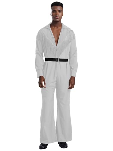 Fldy Herren Overall Kostüm 60er 70er Jahre Disco Jumpsuit Mit Schlager Und Gürtel Karneval Rock Star Kostüm Party Tanz Outfit Weiß XXL Fldy Herren Overall Kostüm 60er 70er Jahre Disco Jumpsuit Mit Schlager Und Gürtel Karneval Rock Star Kostüm Party Tanz Outfit Weiß XXL von Fldy