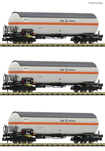 849119 N 3er Set Druckgaskesselwagen Zags, DBAG, Ep.V 'Eva/DSM Holland' von Fleischmann