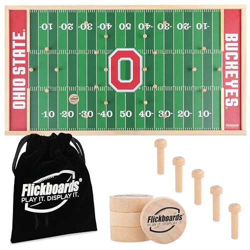 Flickboards 2-in-1 Offiziell lizenziertes Ohio State Buckeyes Partyspiel und Sportdekoration, familienfreundlicher 2-Spieler, für drinnen und draußen, handgefertigter Holz-Tischfußball für Tailgating von Flickboards