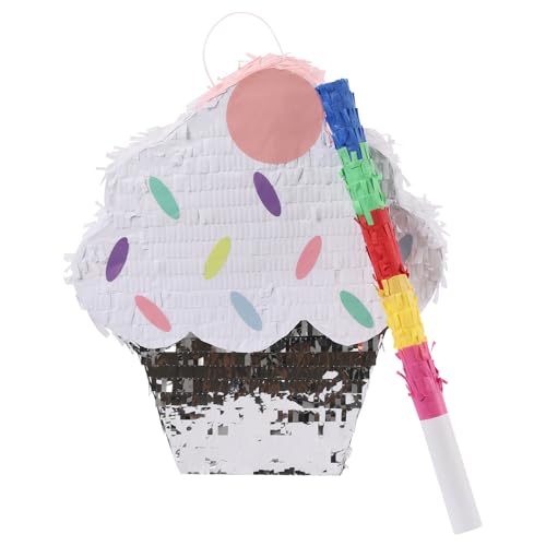 Fliuyr Eiscreme Pinata,Pinata Dekoration,Kleine Zugschnur Pinata mit 1 Klopfstock,Süßigkeiten Party Pinata für Kinder Mädchen Geburtstag Party Babyparty Spiele Deko von Fliuyr