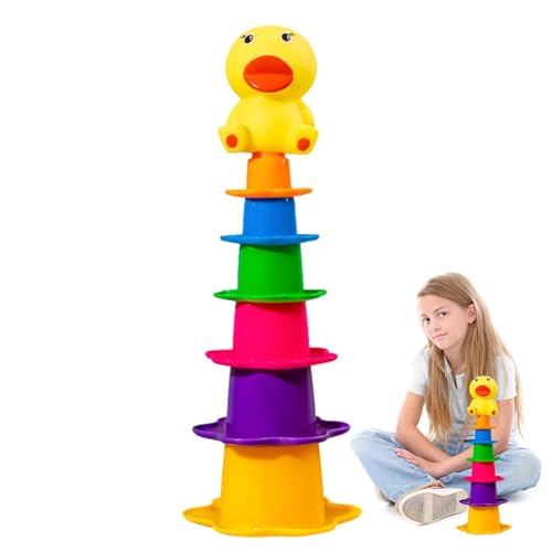 Baby Stacking Cups Bad Spielzeug, Stapelbabys Babyspielzeug - Kleinkindbad Regenbogenbecher,Tragen Sie resistente Babyspiel-Stapelspielzeug für Kinder im Alter von 0 bis 2 Jahren von Flkiglm