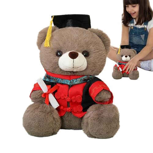 Bär mit Abschluss, kuscheln Sie Bärenplüsch,Graduation Plüschbär mit Doktorand Tam Velvet Gold Bullion Quaste Tassel Diploma - 11-Zoll-Stofftierpuppe mit & Zertifikat, Klasse von 2025 Freunden Spielze von Flkiglm