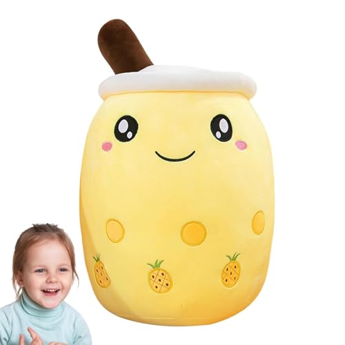 Bubble Milk Tea Stofftier,Bubble Tea Plüsch, Cartoon Soft Fruit Milch Teetasse Obst Kissen, Cartoon-Früchte-Teetasse mit Saugrohren, Plüschspielzeug für Kinder, Erwachsene, Mädchen und von Flkiglm