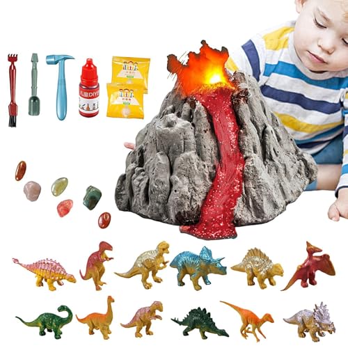 Dinosaurier-Ausgrabungssets für Kinder,Dinosaurier-Fossilien-Ausgrabungsset,Vulkanausbruch-Dino-Ausgrabungsspielzeug | Dino-Grabmodell, Spielzeug für Kinder, Schulbedarf von Flkiglm