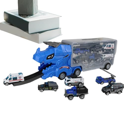 Dinosaurier -LKW, Transport Dinosaurier Truck, Bildungsauto Transporter mit Ejektionsrennstrecke, Interaktiver Mega -Transportspielzeug, Rennspannsets für Spielfahrzeuge und Zubehör für Kinder Erwachs von Flkiglm