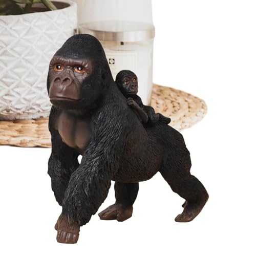 Flkiglm Gorilla-Harzfigur, Gorilla-Skulptur-Ornamente | Desktop Ornaments 6,5-Zoll-Gorilla-Figur-Statuen,Realistische Lernspielzeug-Wildtierskulptur für und Mädchen von Flkiglm