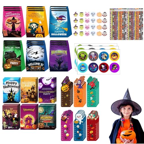 Flkiglm Halloween-Spielzeugset,Halloween-Partygeschenke | Feiertags-Cartoon-Briefpapier-Set,Buntes Kinderspielset für Kinder, niedliche Schulbelohnungen für Karnevalspreise, Pinata-Füller von Flkiglm