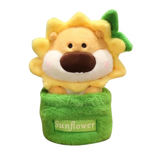 Flkiglm Hamster Plüschspielzeug, Hamster ausgestopftes Spielzeug - Sonnenblumenhamsterpuppe mit Blumentopf - Tier Desktop Orament, Plushie Puppe für Wohnzimmer Schlafzimmerdekoration von Flkiglm