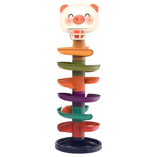 Flkiglm Regenbogen Kugelturm, Rollbahn, Kugelbahn Babyspielzeug, Bunte Kugelbahn Für Kleinkinder Stapeln Track Ball Tower Frühe Bildung von Flkiglm