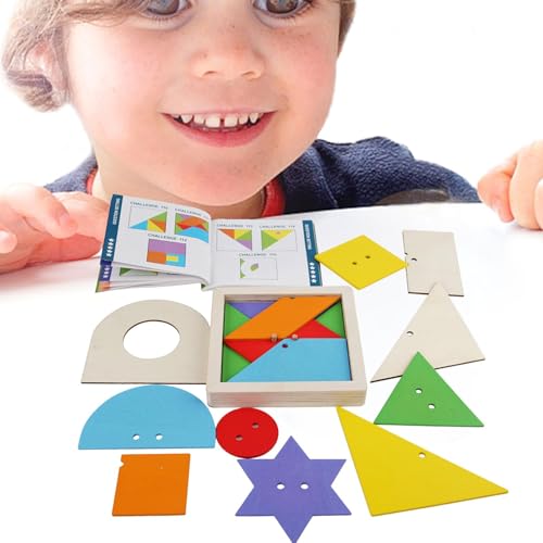 Geometrisches Stapelpuzzle, Sortier- und Stapelspielzeug, Puzzle mit geometrischen Holzblöcken, Pädagogisches Sortierblock-Puzzle, geometrisches Block-Puzzle für frühes Lernen für Kinder von Flkiglm