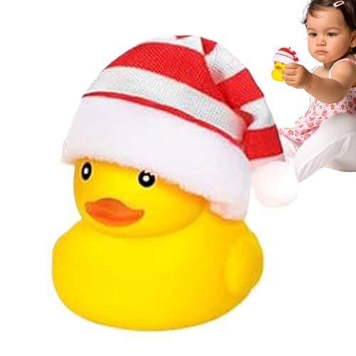 Gummi-Enten-Spielzeug, Enten für Kinder | Süßes Entenspielzeug mit Weihnachtsmütze - Schwimmende Quietsche-Enten in der Badewanne, tragbares Badeparty-Spielzeug für Weihnachten, Abschlussfeiern, Poolp von Flkiglm