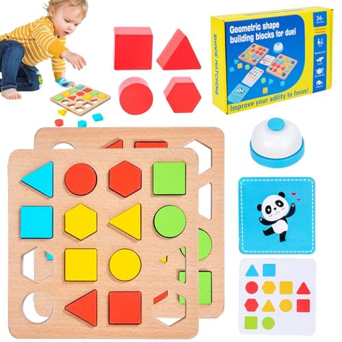 Holzpuzzle mit geometrischen Formen, Formanpassungsspiel,Geometrisches Farbform-Puzzlebrett | Lernspielzeug für das frühe Erlernen von Farben und Formen für Kleinkinder, Mädchen und Kinder ab 3 Jahr von Flkiglm