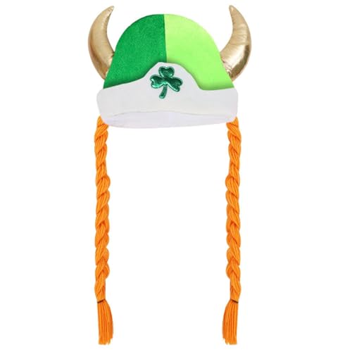 Irish Horn Hut, Geflecht Hüte für Frauen, St. Patricks Shamrock Braid Hats, Dekorative Kopfbedeckung, weiches mittelalterliches Kostüm zum Feiern, Cosplay von Flkiglm