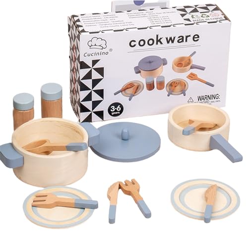 Küche Rollenspielset - Kochspielzeug aus Holz,10-teiliges Holzspielset, Kochspielzeug für Kinder, Mädchen, , Kinderküche, pädagogisches Spielzeug von Flkiglm