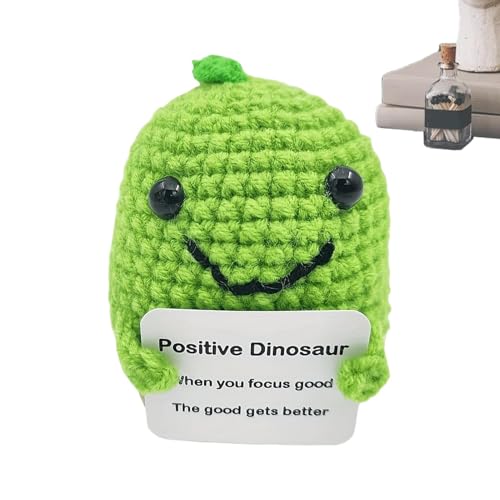 Positiver Dinosaurier gehäkelt, handgefertigter gehäkelter Dinosaurier,Positive Dinosaurierpuppe | Gehäkeltes Dinosaurier-Spielzeug, gestrickter Dinosaurier, lustige emotionale Unterstützung, Aufmunte von Flkiglm