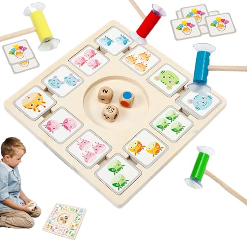 Schachbrett aus Holz, süßes Prinzessinnenspiel,Fine Motor Toys Holz-Erinnerungsspiel - Lernspiele mit Tierkarten, Holzspielzeug für Familie und Freunde von Flkiglm