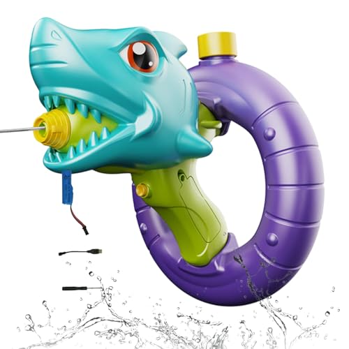 Wasser Squirter für Kinder, Wasser -Squirter - Elektrischer Dinosaurierhai -Wassersprühgerät - Wiederaufladbares spitzen Poolspielzeug, 900 ml Tanksäure -Sommer -Party -Gefälligkeiten für Swimmingpool von Flkiglm