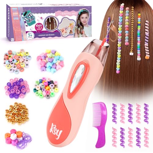 Geschenk Mädchen 5 6 7 8 9 Jahre: Haarschmuck Mädchen Spielzeug ab 6-12 Jahre Kinder, Haarperlen für Mädchen Geburtstagsgeschenk 6 8 10 Jahren, Kinder Hair Braiding Machine DIY Haardekorations von Flnlano