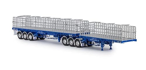 Drake MaxiTRANS Flat Top Freighter B-Double Trailer Metallic Blue 1/50 DIECAST Truck Pre-Built Model von FloZ