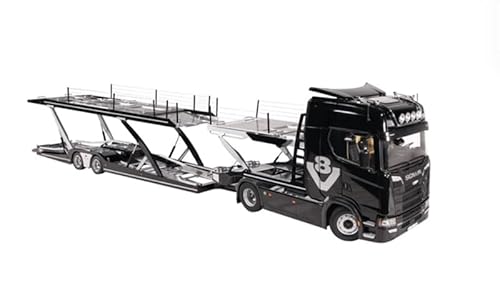 FloZ für NZG für Scania 730S Schwarz für V8 Transportfahrzeug + Doppellagiger Anhänger KIT 1:18 LKW-Modell von FloZ