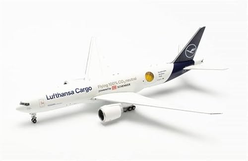 für HERPA Lufthansa Cargo für Boeing B777-200 D-ALFG Nachhaltiger Kraftstoff fliegend 100% CO2-neutral 1:400 Flugzeug Vorgebautes Modell von FloZ