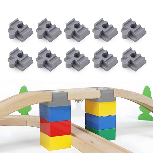 FloraVigo Bridge Adapter Compatible with Duplo Railroad, Lego Brick Railroad, for Wooden Rails (10 Pieces) von FloraVigo