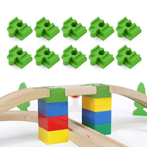 FloraVigo Bridge Adapter Compatible with Duplo Railroad, Lego Brick Railroad, for Wooden Rails (10 Stück) (Grün) von FloraVigo