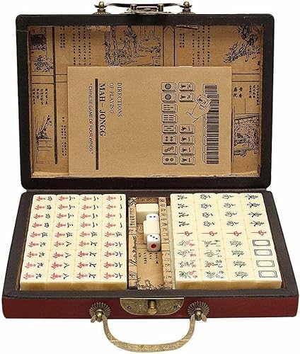 Florauspicious Chinesisches Mahjong Set – mit 146 Mini Fliesen, 2 Würfeln im chinesischen Stil für Reisen, Familientreffen, Party von Florauspicious