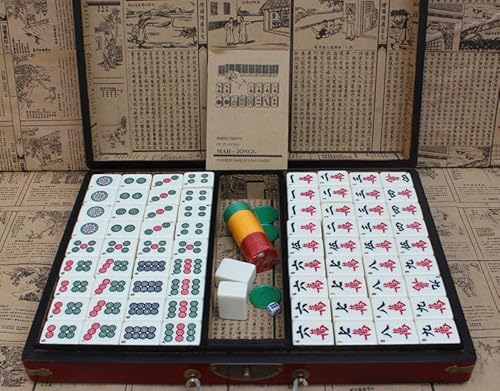 Florauspicious Chinesisches Mahjong-Set – mit 146 großen Fliesen, 2 Würfeln, chinesischer Stil, Spiel für Reisen, Familientreffen, Party von Florauspicious