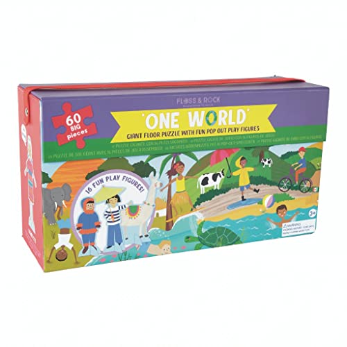 Floss & Rock Riesiges Boden-Puzzle mit ausklappbaren Figuren, 60 Stück, One World 43P6369 von Floss & Rock