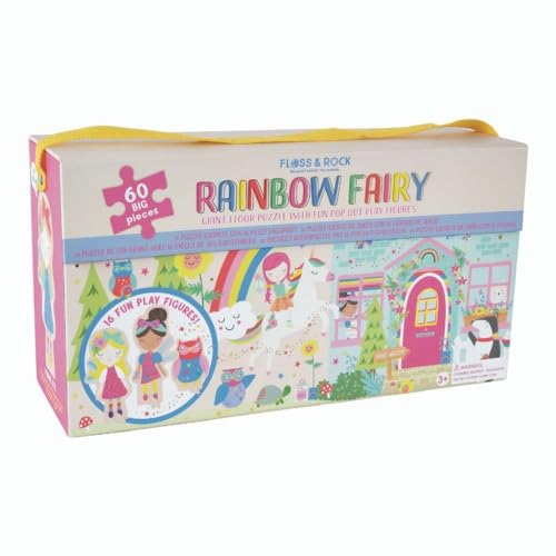 Floss & Rock Riesiges Bodenpuzzle mit ausklappbaren Figuren, 60 Stück, Regenbogenfee 43P6368 von Floss & Rock