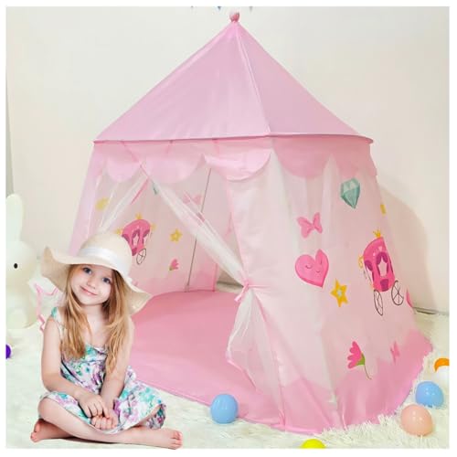 Floving Kinderzelt für drinnen Spielzelt mädchen Spielzelt Haus Junge Haus für Kinder Tipi Zelt für Kinder Pop up Zelt Kinder (Rosa) von Floving