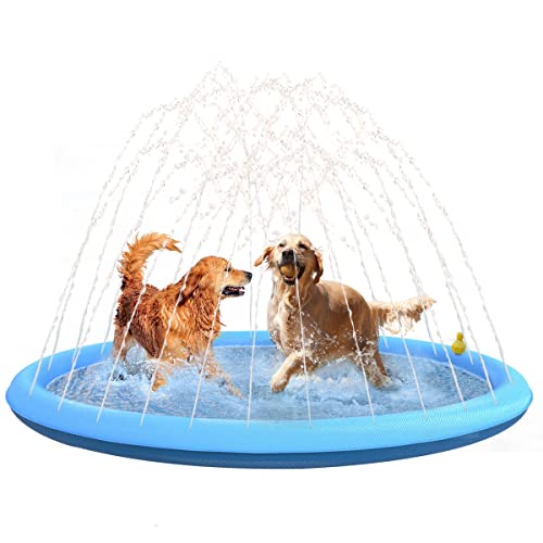 Erfrischendes Splash Sprinkler für Hunde - 170cm Hundepool fur Große Wasserspielzeug - Hund Wasserspielmatte Pool Fontäne Splash Pad von Flying Paws