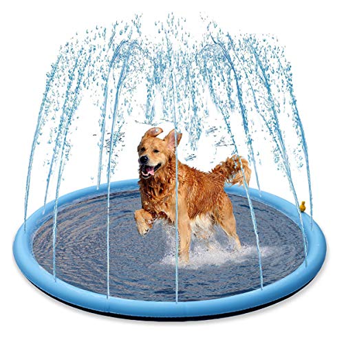 Erfrischendes Splash Sprinkler für Hunde - 150cm Hundepool fur Große Wasserspielzeug - Hund Wasserspielmatte Pool Fontäne Splash Pad von Flying Paws