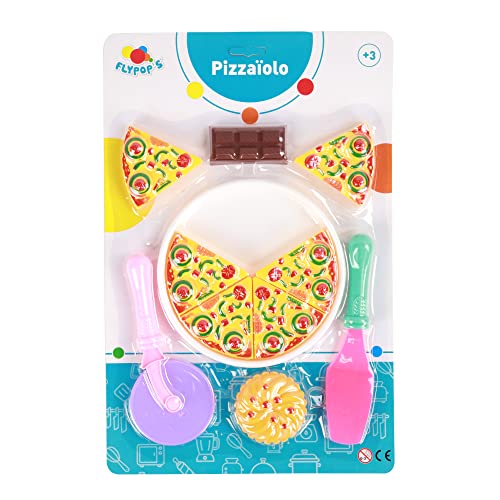 FLYPOP'S - Dinette Pizza - Nachahmungsspiel - 010220CLIN - Mehrfarbig - Kunststoff - Küche - Lebensmittel - Kinderspielzeug - Kuchen - 38,5 cm x 25,5 cm - Ab 3 Jahren von FLYPOP'S