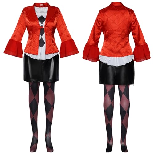 Fmarche Kostüm Harley Squad Kostüm Halloween Kleidung Quinn Kleid Cosplay für Karneval Halloween Weihnachten Clown Cosplay (2XL) von Fmarche