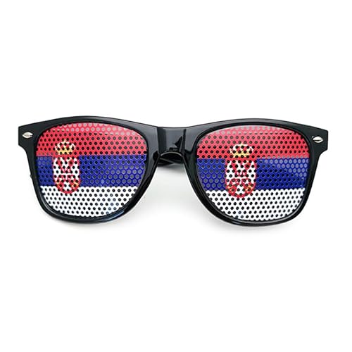 Fmarche Sonnenbrille Flagge Land Ein Paar Brille Gitter Löcher Brille Halter Dekoration Requisiten Foto Brille Party Sport Fußball (Serbien) von Fmarche