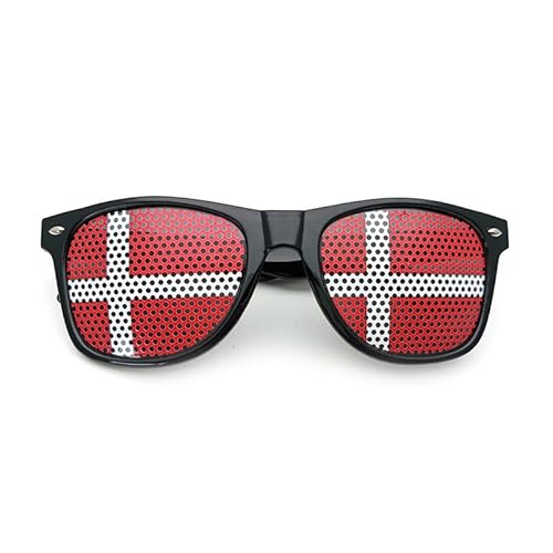 Fmarche Sonnenbrille Flagge Land Ein Paar Brille Gitter Löcher Brille Halter Dekoration Zubehör Foto Brille Party Sport Fußball (Dänemark) von Fmarche