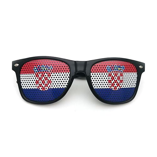 Fmarche Sonnenbrille Flagge Land Ein Paar Brille Gitter Löcher Brille Halter Dekoration Zubehör Foto Brille Party Sport Fußball (Kroatien) von Fmarche