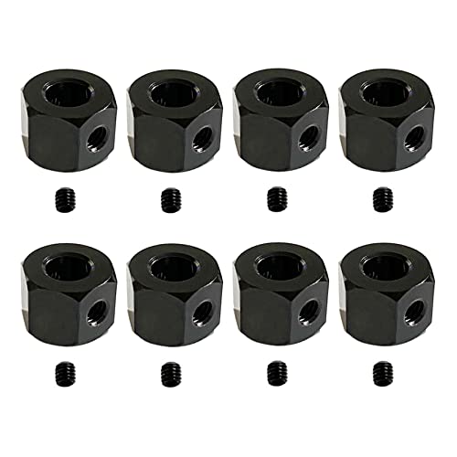 Fmoutyy 12 Stück 5 mm auf 12 mm Metall-Kombinator-Radnaben-Sechskant-Adapter für D12 C14 C24 B14 B16 MN D90 D91 RC Auto-Upgrade-Teile, Schwarz von Fmoutyy