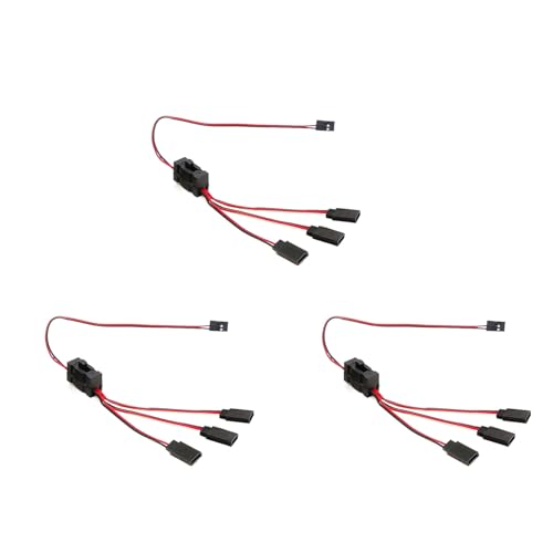 Fmoutyy 3 x RC-Servoverlängerung, 1 bis 3 Y-Kabelkabel, LED-Lichtsteuerung, Netzschalter für JR Futaba RC-Modell von Fmoutyy