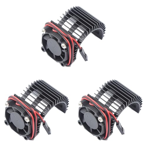 Fmoutyy 3X 3650 Motor KüHlung KüHlköRper und KüHlung LüFter Set für 1/10 RC Auto 540/550 3650/3660 Motor 1:10 RC Auto Teile - Schwarz von Fmoutyy